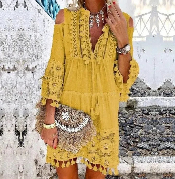 Festival Breeze Embroidered Cotton Boho Mini Jurk