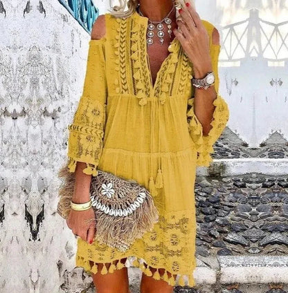 Festival Breeze Embroidered Cotton Boho Mini Jurk