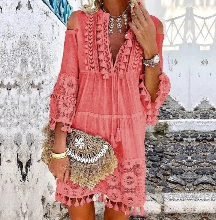 Festival Breeze Embroidered Cotton Boho Mini Jurk