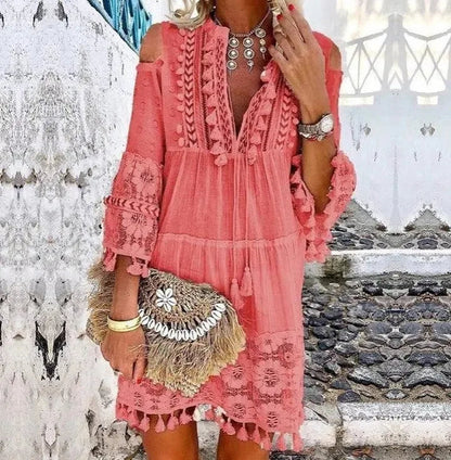 Festival Breeze Embroidered Cotton Boho Mini Jurk