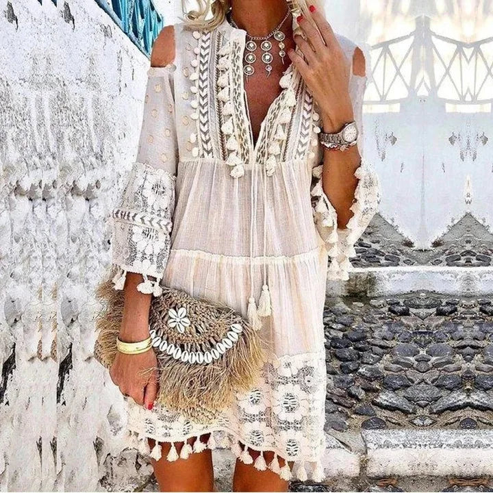 Festival Breeze Embroidered Cotton Boho Mini Jurk