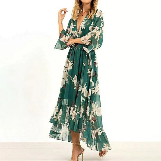 Elegante bloemetjesjurk met ruches