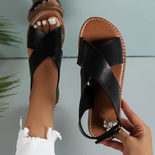 Trendy gespsandalen van leer - By La Bella Vie