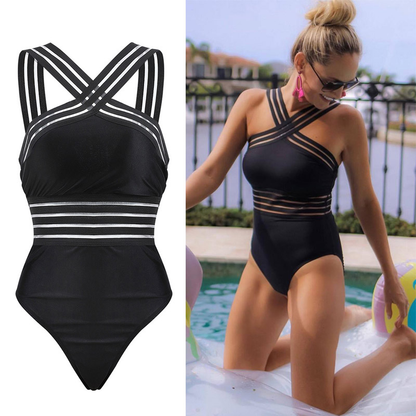 Stijlvol gestreept mesh chique badpak - By La Bella Vie