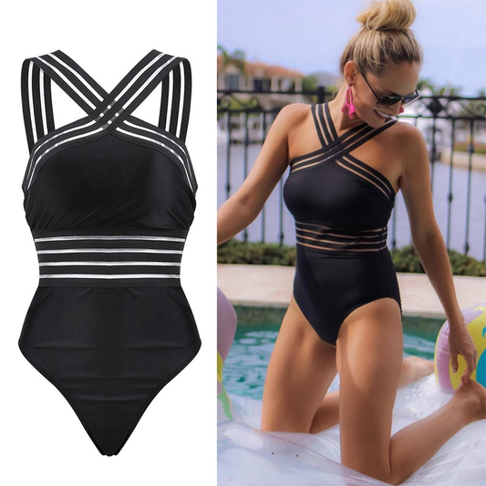 Stijlvol gestreept mesh chique badpak - By La Bella Vie