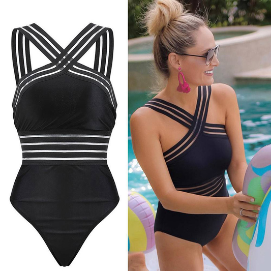 Stijlvol gestreept mesh chique badpak - By La Bella Vie