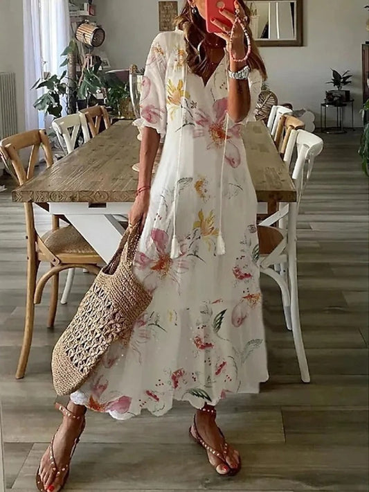 Donna - stijlvolle bedrukte zomerjurk met halflange mouwen