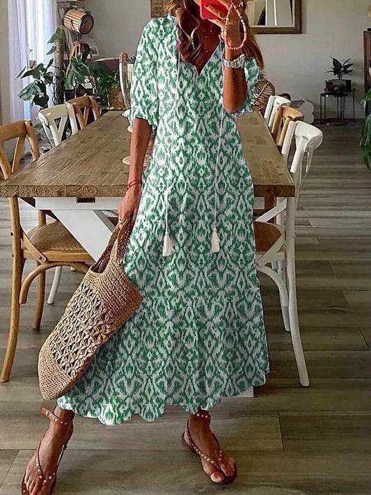 Donna - stijlvolle bedrukte zomerjurk met halflange mouwen